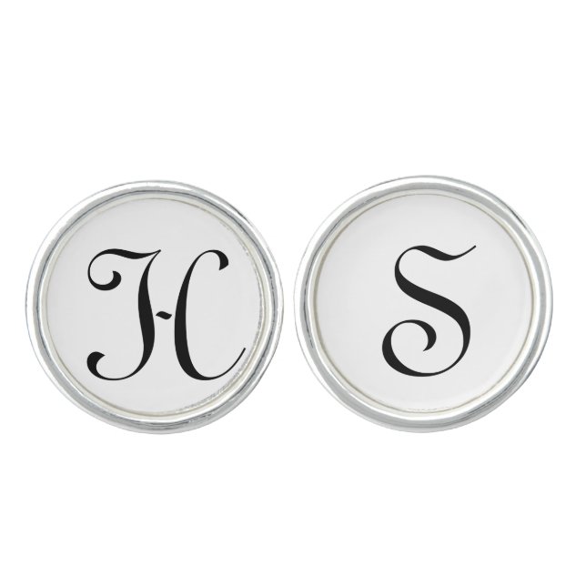 Initials Personalized Names Groom Wedding Minimal Cufflinks (Front)