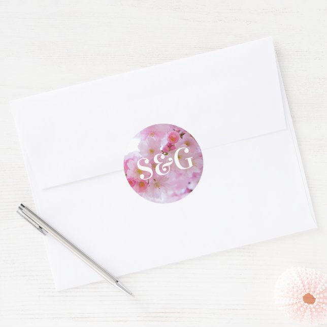 Initials Pink Cherry Blossom Seals (Envelope)