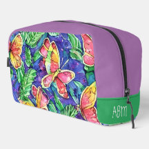 Initials pretty colors and butterflies Watercolor