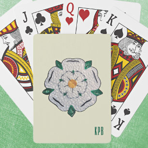 Initials, Quilled Yorkshire White Rose  Poker Cards