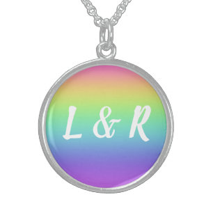 Initials Rainbow Sterling Silver Necklace