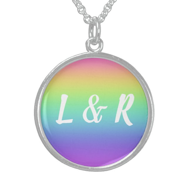 Initials Rainbow Sterling Silver Necklace (Front)