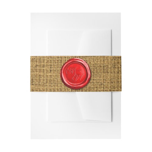 Initials Red Retro Wax Stamp Wedding Favor Custom Invitation Belly Band