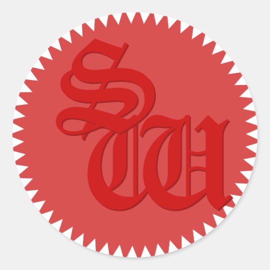 Initials Red Wax Look Envelope Seal Stickers