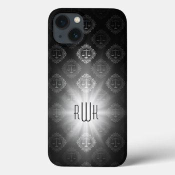 Initials | Scales Of Justice Pattern Iphone 13 Case by BestCases4u at Zazzle