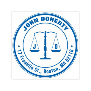 Initials Scales of Justice Round return address Self-inking Stamp