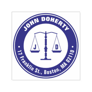 Initials Scales of Justice   Round return address Self-inking Stamp