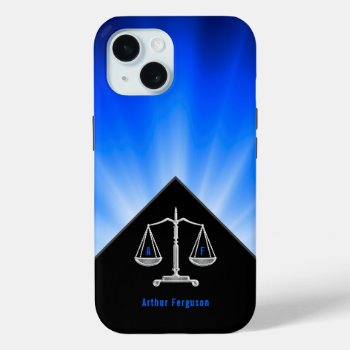 Initials | Silver Scales Of Justice Iphone 15 Case by BestCases4u at Zazzle