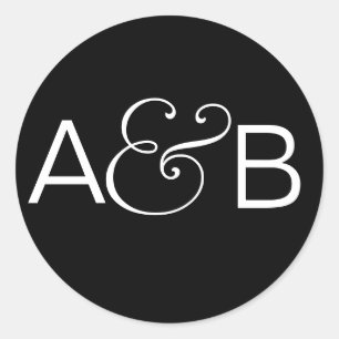 INITIALS STICKER SEAL BLACK WHITE