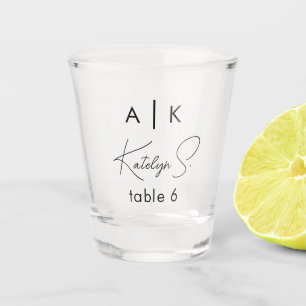 Initials Wedding Shot Glass Favor   Table Numbers