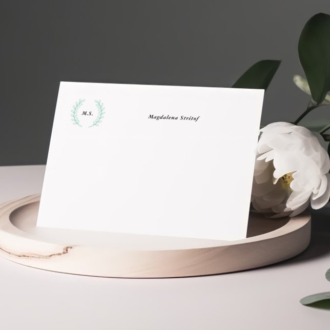 Initials Wreath Personalized Note Cards (Creator Uploaded)
