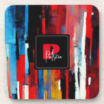 Initials Your Name Abstract Coaster at Zazzle