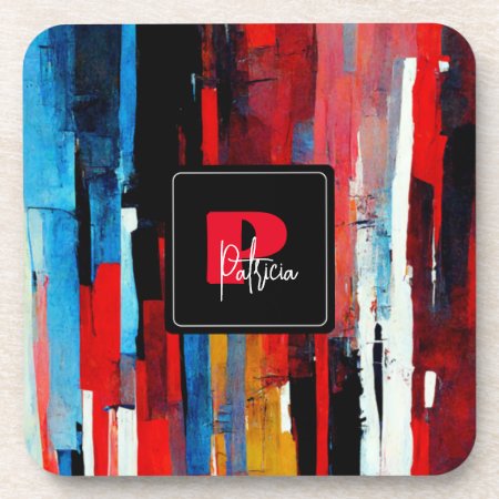 Initials Your Name Abstract Coaster