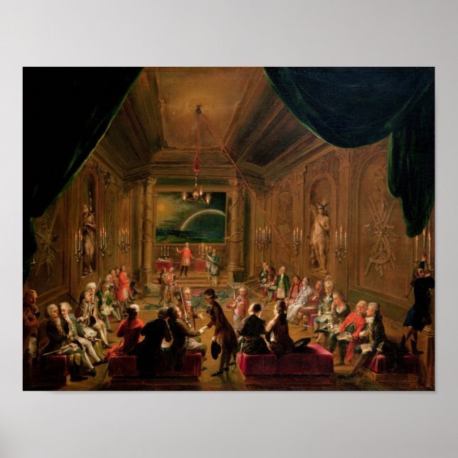 Initiation ceremony in a Viennese Masonic Poster (Front)