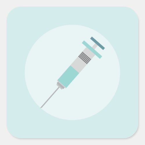 Injection Needle Pastel Minty Green Square Sticker