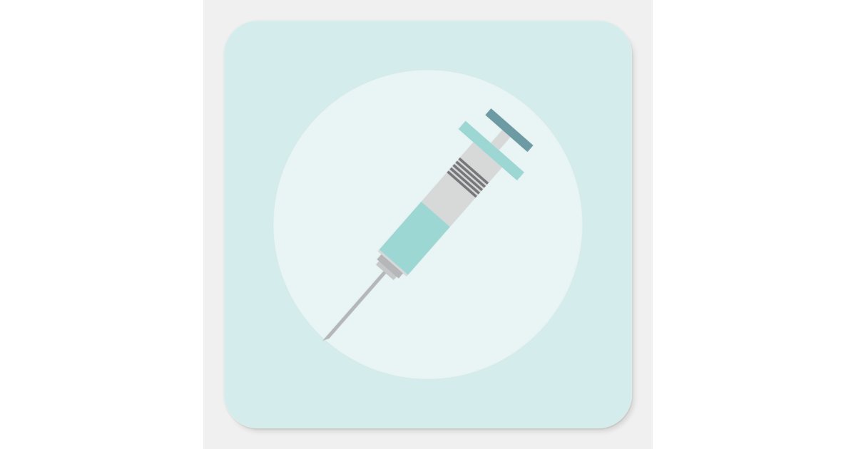 Injection Needle; Pastel Minty Green Square Sticker | Zazzle