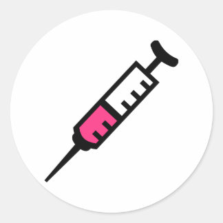 Injection syringe classic round sticker