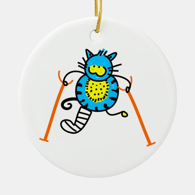 Injured Cat Ceramic Ornament (Front)