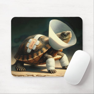 Injured Tortoise With Pet Cone Mouse Pad