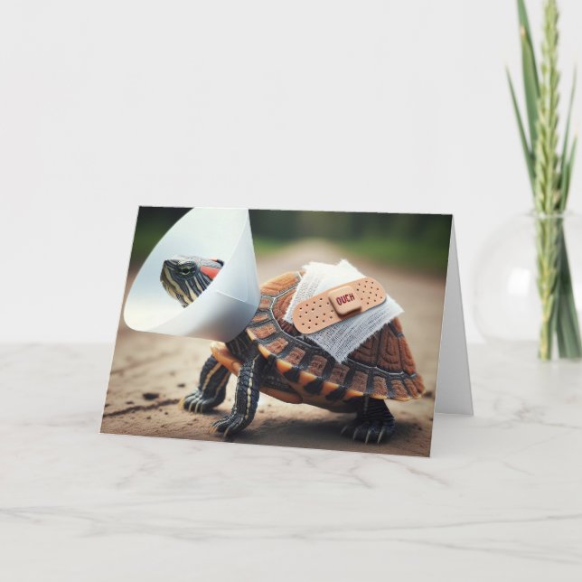 Injured Turtle Get Well Soon Card (Front)