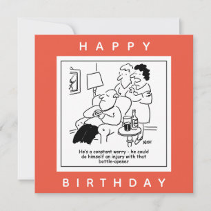 Injury with a Bottle-Opener Worry Cartoon Card