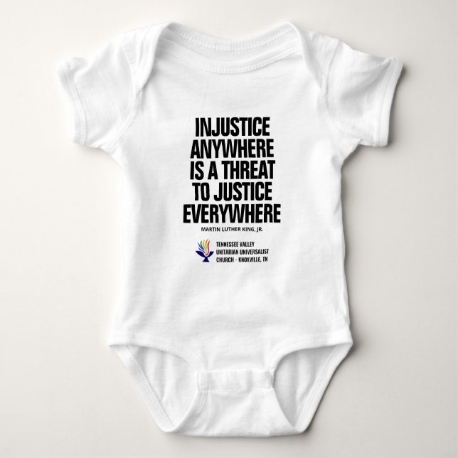 Injustice / Justice Tellow Baby Bodysuit (Front)