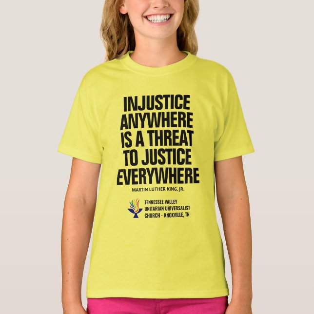 Injustice / Justice Tellow T-Shirt (Front)