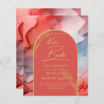 Ink Abstract Coral Navy Gold Wedding
