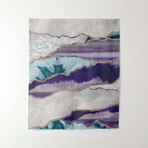 Ink Agate Gold Glitter Glam 2 Faux Glitter art Tapestry