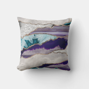 Ink Agate Gold Glitter Glam #2 (Faux Glitter) #art Throw Pillow