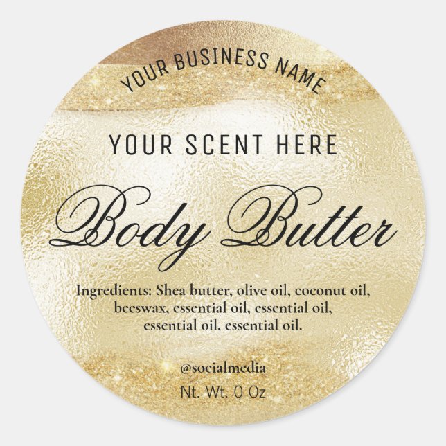 Ink And Foil Product Labels In A Gold Style (Front)