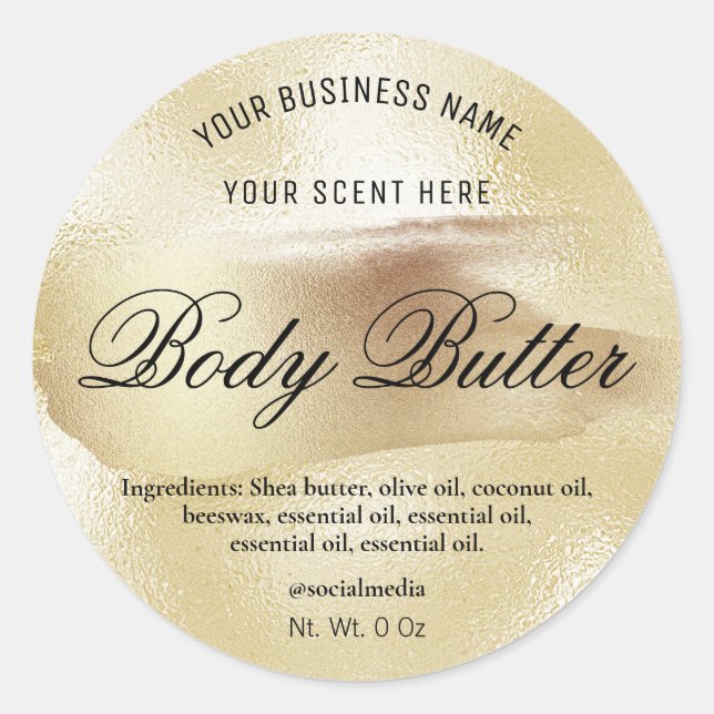 Ink And Foil Product Labels In A Gold Style (Front)