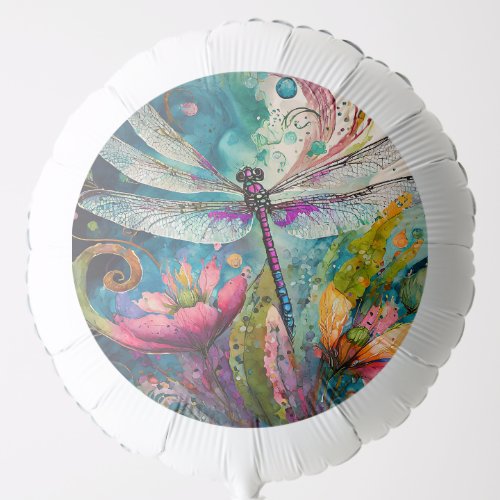 Ink and Pen Watercolor Dragonfly  Balloon