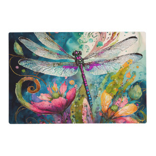 Ink and Pen Watercolor Dragonfly Laminated Placemat