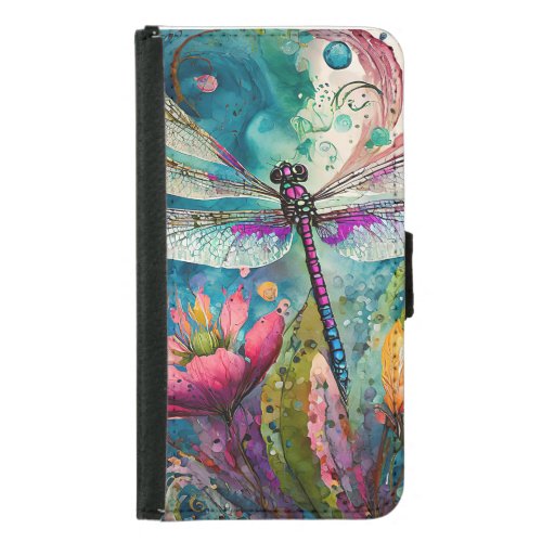 Ink and Pen Watercolor Dragonfly  Wallet Case