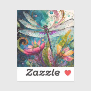 Ink and Pen Watercolor Vinyl Dragonfly Sticker