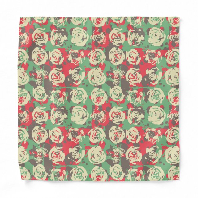 Ink and Roses Harmony - Seamless Pattern Bandana (Front)