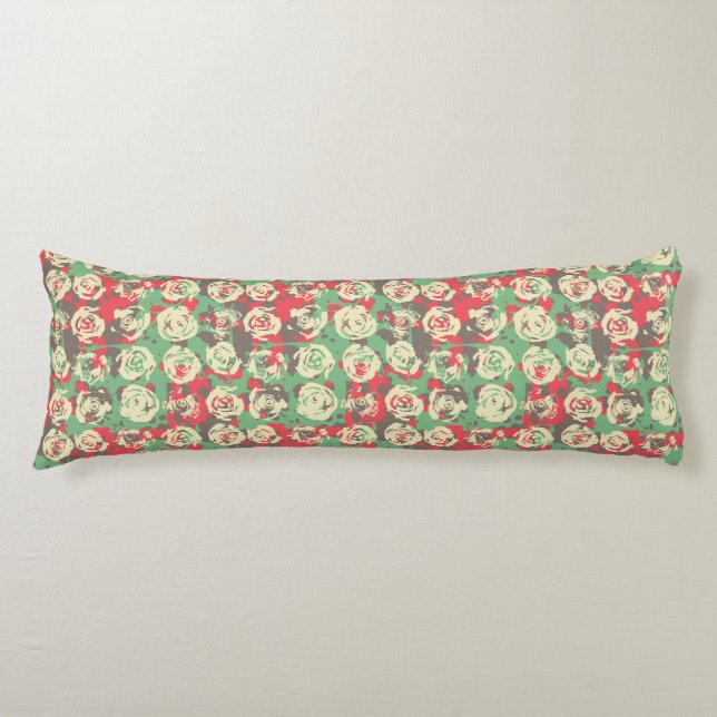 Ink and Roses Harmony - Seamless Pattern Body Pillow (Front)