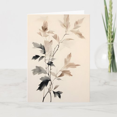 Ink and Wash Tree Branch with Leaves Mothers Day Card