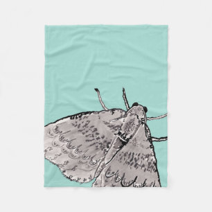 Ink and Watercolor Moth Fleece Blanket