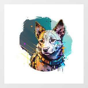 Ink Art Style Dog Portrait Wall Decal
