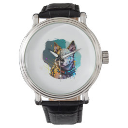 Ink Art Style Dog Portrait Watch