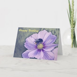 Ink artwork bumble bee birthday card