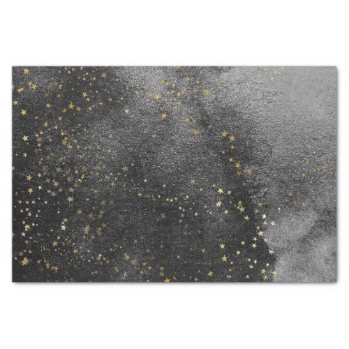Ink black night sky gold starfield craft tissue paper