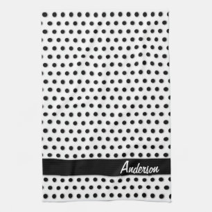 Ink Black Polkadot Pattern Towel