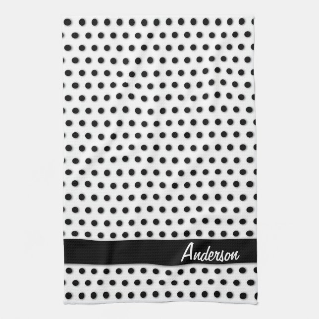 Ink Black Polkadot Pattern Towel (Vertical)