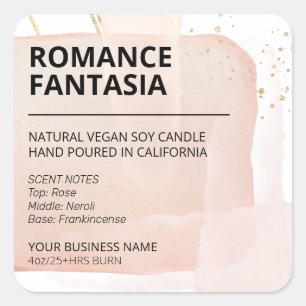 Ink Block Design Pink Soy Wax Candle Labels