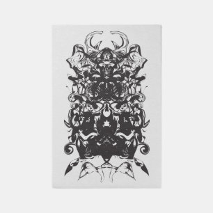 Ink Blot Art Black Symmetrical Abstract Area Rug