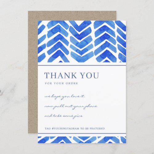 INK BLUE CHEVRON PATTERN CORPORATE BUSINESS LOGO THANK YOU CARD