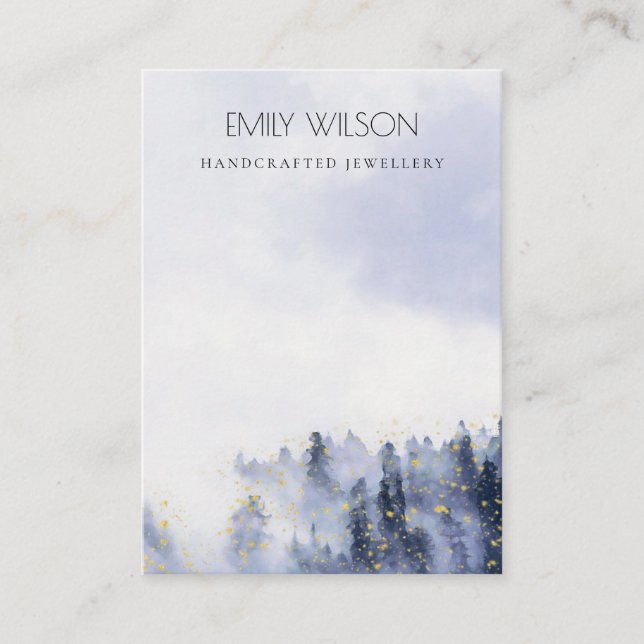 Ink Blue Fog Snow Landscape Blank Jewelry Display Business Card (Front)